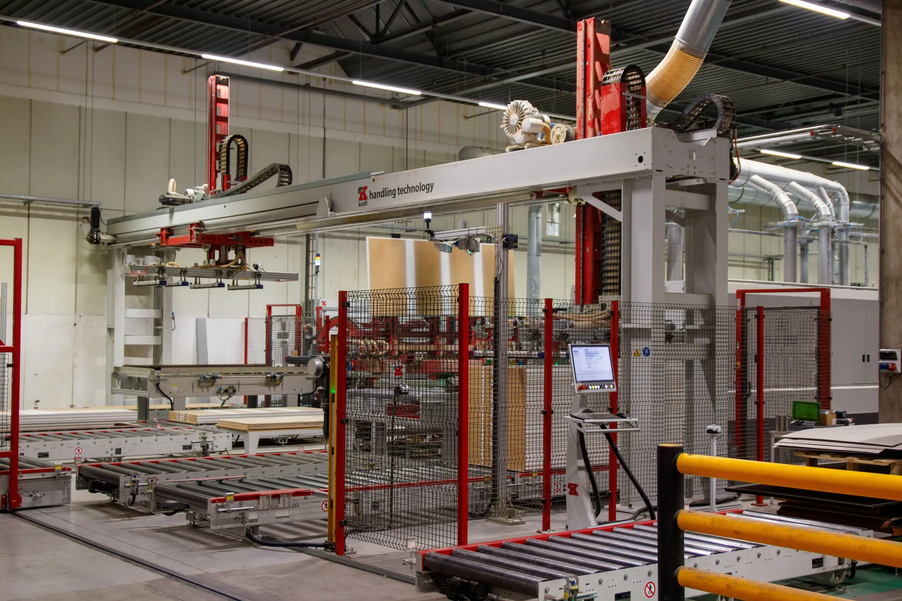 Automated production line with conveyors and packaging equipment